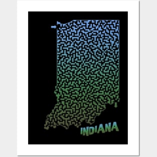 Indiana State Outline Maze & Labyrinth Posters and Art